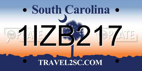 1IZB217 South Carolina License Plate