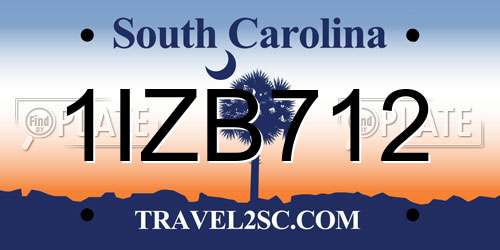 1IZB712 South Carolina License Plate