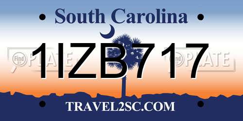 1IZB717 South Carolina License Plate