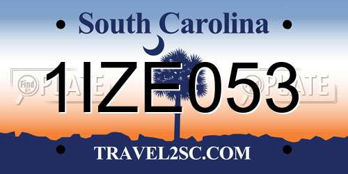 1IZE053 South Carolina License Plate