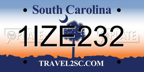 1IZE232 South Carolina License Plate