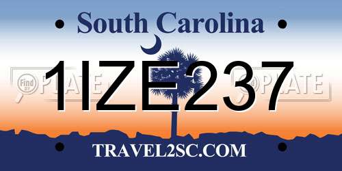 1IZE237 South Carolina License Plate