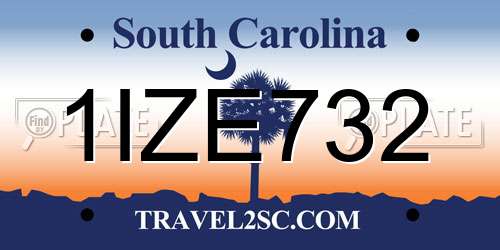 1IZE732 South Carolina License Plate