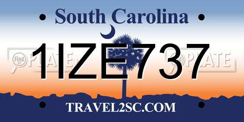 1IZE737 South Carolina License Plate