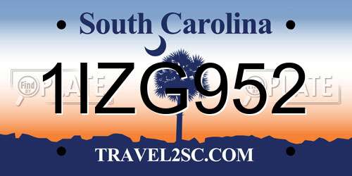 1IZG952 South Carolina License Plate