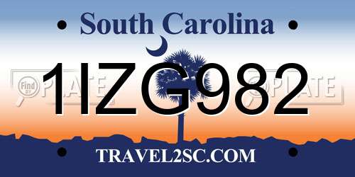 1IZG982 South Carolina License Plate