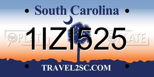 1IZI525 South Carolina License Plate