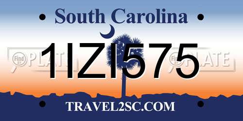 1IZI575 South Carolina License Plate