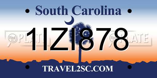 1IZI878 South Carolina License Plate