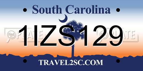 1IZS129 South Carolina License Plate