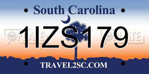 1IZS179 South Carolina License Plate