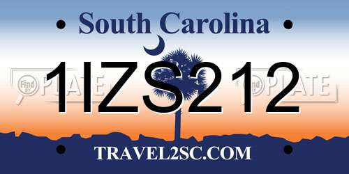 1IZS212 South Carolina License Plate