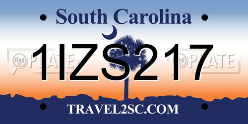 1IZS217 South Carolina License Plate
