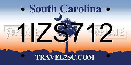 1IZS712 South Carolina License Plate