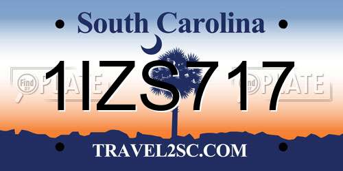 1IZS717 South Carolina License Plate