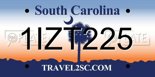1IZT225 South Carolina License Plate