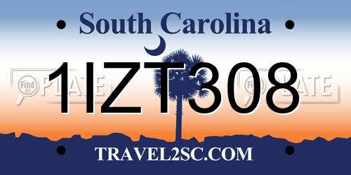 1IZT308 South Carolina License Plate