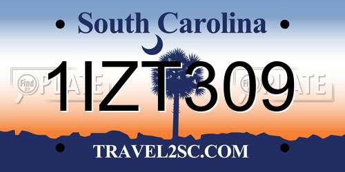 1IZT309 South Carolina License Plate