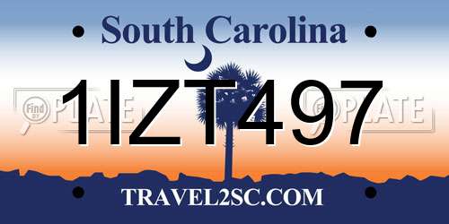 1IZT497 South Carolina License Plate