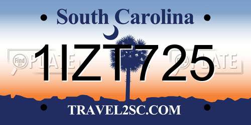 1IZT725 South Carolina License Plate
