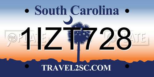 1IZT728 South Carolina License Plate