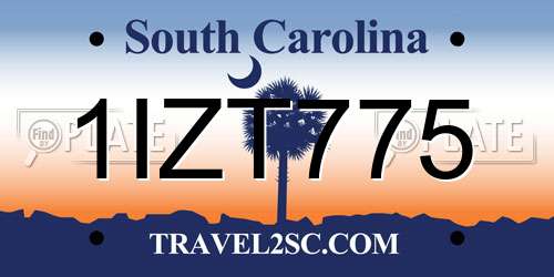 1IZT775 South Carolina License Plate