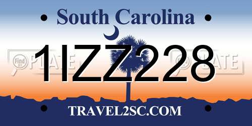 1IZZ228 South Carolina License Plate