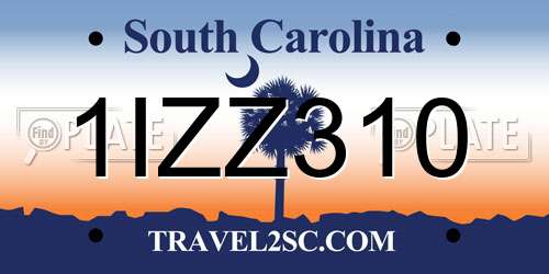 1IZZ310 South Carolina License Plate
