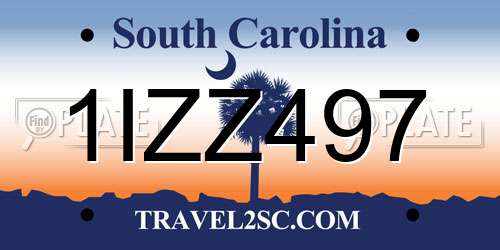 1IZZ497 South Carolina License Plate