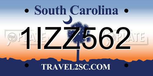 1IZZ562 South Carolina License Plate