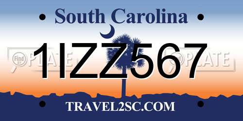 1IZZ567 South Carolina License Plate