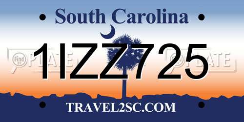 1IZZ725 South Carolina License Plate