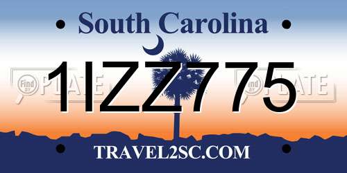 1IZZ775 South Carolina License Plate