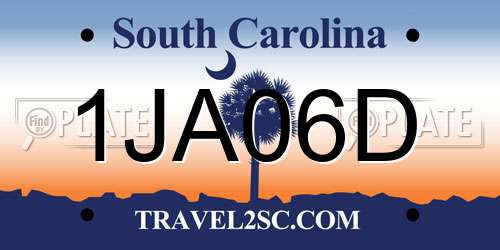 1JA06D South Carolina License Plate