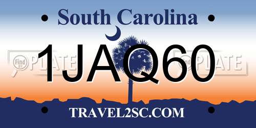 1JAQ60 South Carolina License Plate