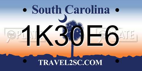 1K30E6 South Carolina License Plate