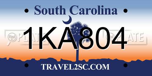 1KA804 South Carolina License Plate
