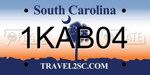 1KAB04 South Carolina License Plate