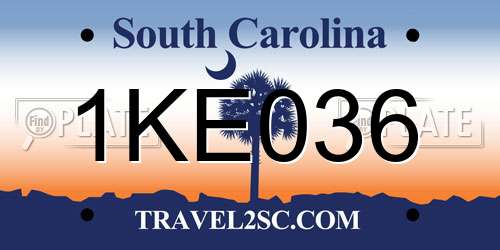 1KE036 South Carolina License Plate