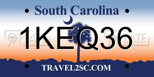 1KEQ36 South Carolina License Plate