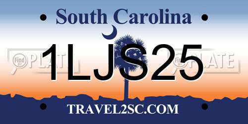 1LJS25 South Carolina License Plate