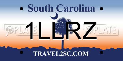 1LLRZ South Carolina License Plate