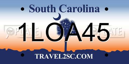 1LOA45 South Carolina License Plate