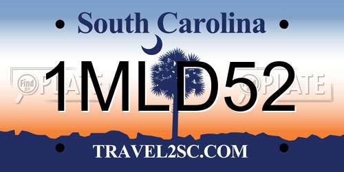 1MLD52 South Carolina License Plate