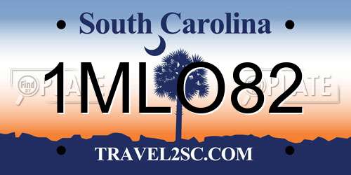 1MLO82 South Carolina License Plate