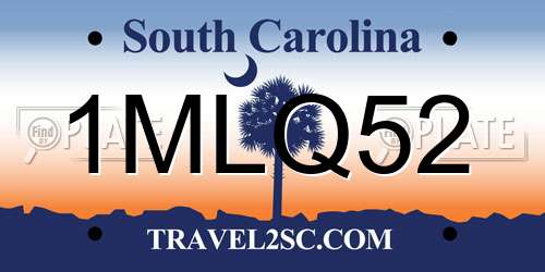 1MLQ52 South Carolina License Plate