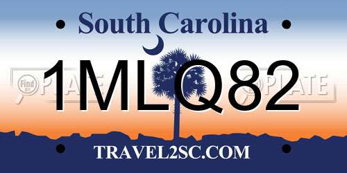 1MLQ82 South Carolina License Plate