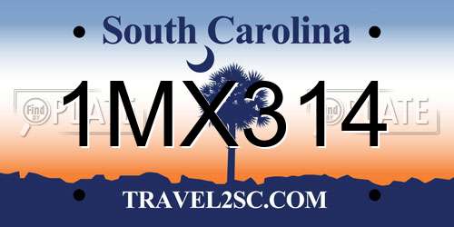 1MX314 South Carolina License Plate