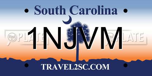 1NJVM South Carolina License Plate