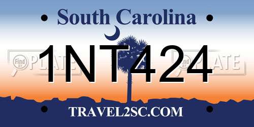 1NT424 South Carolina License Plate